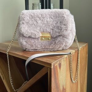 Elegant Faux Fur Lilac / Mauve Crossbody / Shoulder Bag